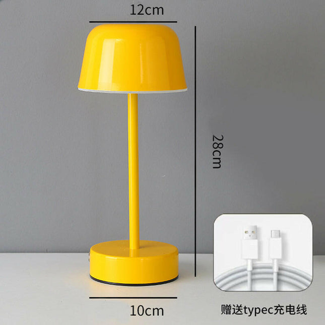 Yellow Modern Minimalist LED Table Lamp Rechargeable Touch Control Desk Light.