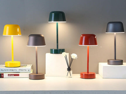 Yellow Modern Minimalist LED Table Lamp Rechargeable Touch Control Desk Light.