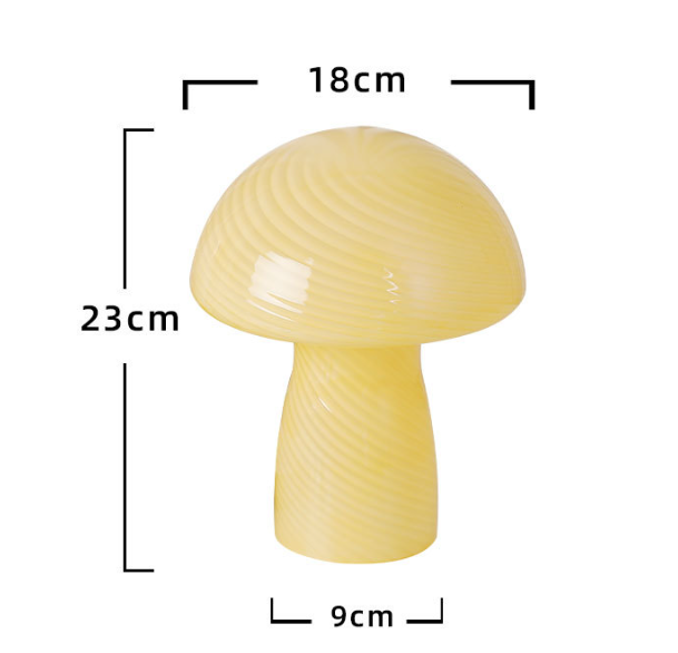 Stripe-Pure White Retro Swirl Glass Mushroom Table Lamp LED Bedside Night Light.