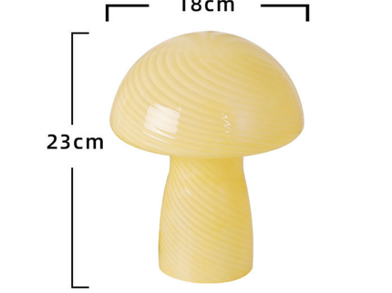 Stripe-Pure Orange Retro Swirl Glass Mushroom Table Lamp - LED Bedside Night Light