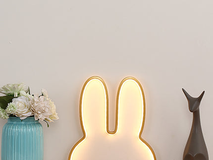 Gold 29x30cm Adorable Bunny LED Wall Night Light - USB Powered Warm White Lamp for Kids Room Decor