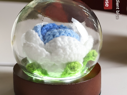 Gradient Blue Rose Knitted Flower LED Dome Lamp USB Touch 3-Color Night Light.