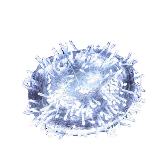 Cool white LED curtain lights arranged in a circular pattern for decorative lighting