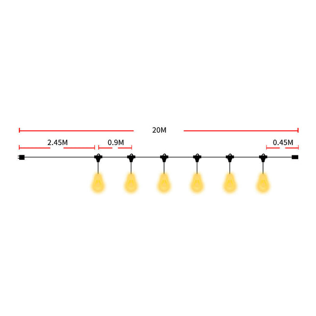 20m Festoon LED Lights Party Outdoor String Lights.