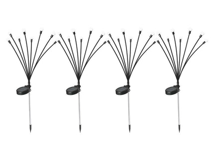 Firfly Solar Lawn Lights 8LED 4PC Outdoor Black for Garden Pathway.