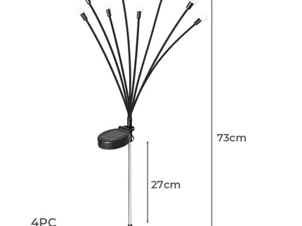 Firfly Solar Lawn Lights 8LED 4PC Outdoor Black for Garden Pathway.