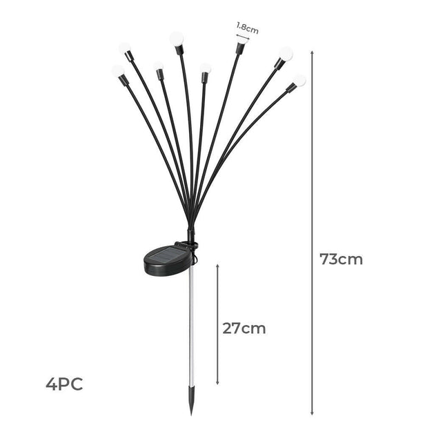 Firfly Solar Lawn Lights 8LED 4PC Outdoor Black for Garden Pathway.