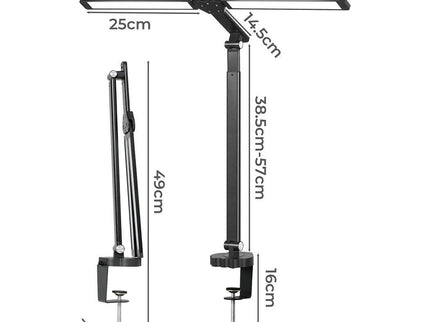 Emitto Double Head LED Desk Lamp Dimmable With Clamp for Workspace.