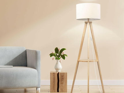 Tripod Floor Lamp with Shelf Modern Design for Living Room or Bedroom.