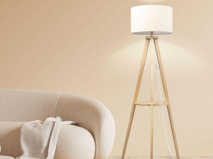 Tripod Floor Lamp with Shelf Modern Design for Living Room or Bedroom.