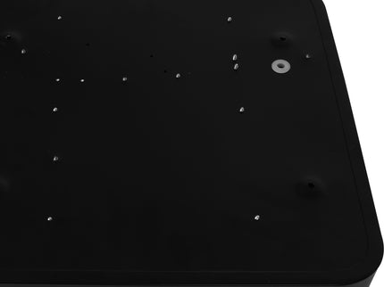 Bottom view of an ultra-thin LED ceiling light showing mounting points and sleek design