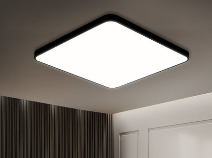Ultra-thin LED ceiling light in a modern room for sleek and efficient lighting solutions