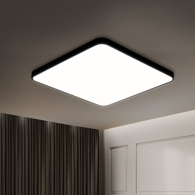 Ultra-thin LED ceiling light in a modern room for sleek and efficient lighting solutions
