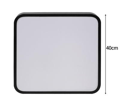 Ultra-thin LED ceiling light in square design, 40cm with sleek black frame for modern interiors
